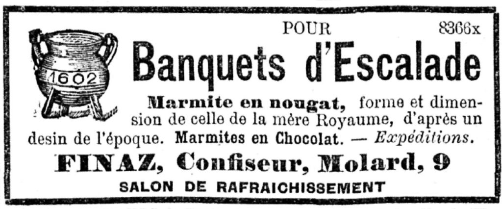 dès les années 1870, on ,ange des marmites à l'Escalade